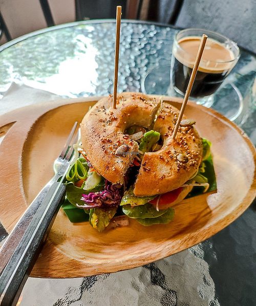 Veggie Delight Everything Bagel at Bagel House in Chiang Mai