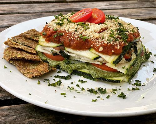 Raw lasagna  at Peace Pies in San Diego