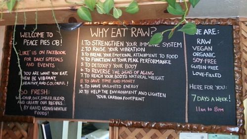 signs at Peace Pies in San Diego