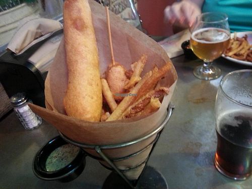 vegan corndogs and fries at Trinity Brewing Company in Colorado Springs