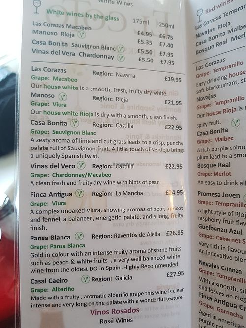 Vegan white wines at El Coto in Newcastle Upon Tyne