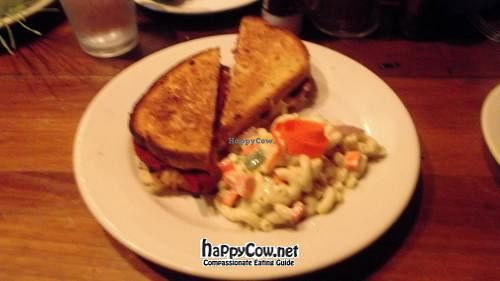 The vegan Reuben! With vegan macaroni salad. at Liquid Earth in Baltimore