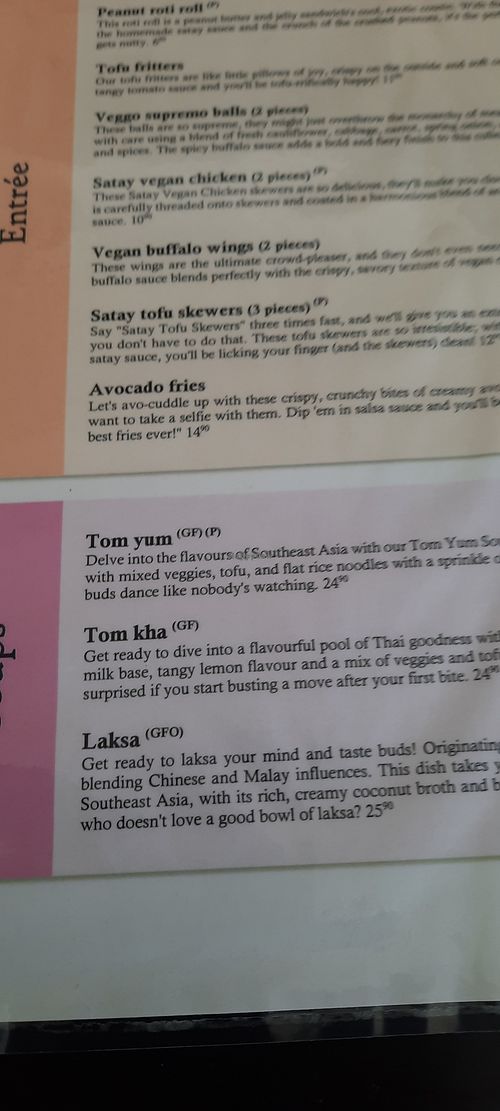 Main course menu at Veggo Sizzle in Five Dock