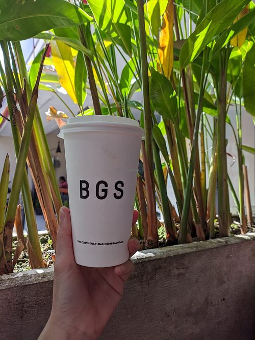 Almond Latte, and it's the best Latte I've ever tasted. Upon arriving, the barista offered us a sip of his almond milk and that's the best milk I've ever tasted, no cap 👌 at BGS Bali in Kuta