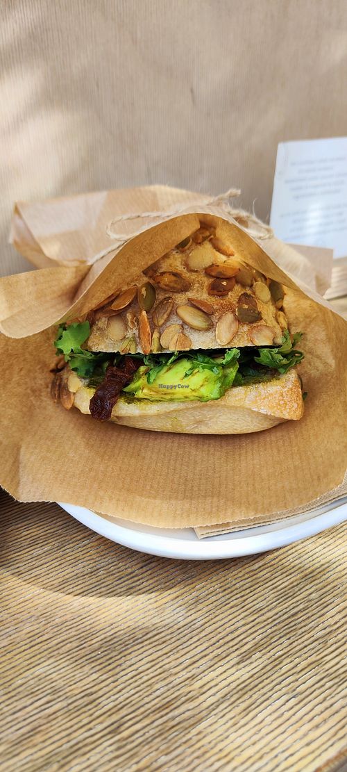 Sandwich with avocado and sundried tomatoes at 4minutes Cafe in Budapest