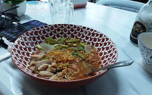 Noodle soup dish at Kaek Kao Kua in Bangkok