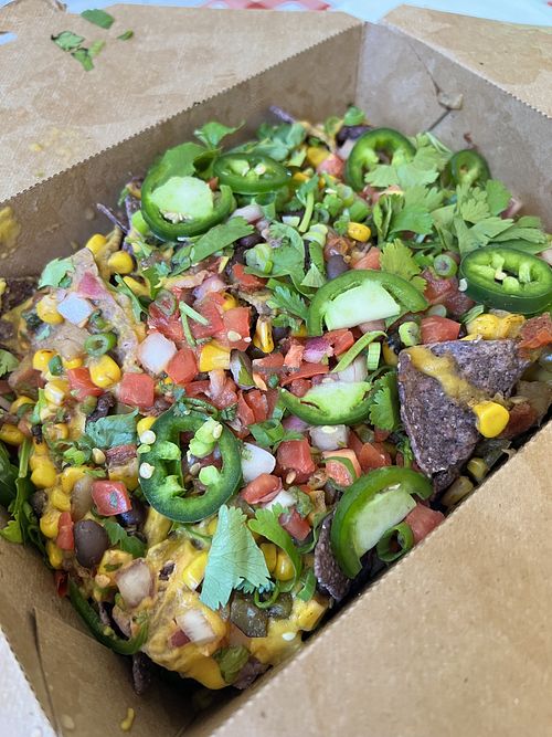 Large order of nachos  at Gaia's Garden Cafe in St George