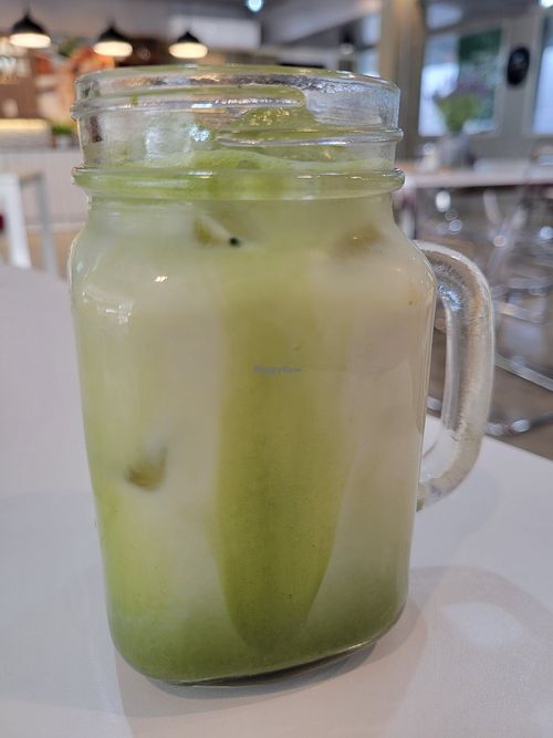 Matcha latte almond milk at Cacao & Love in Bangkok