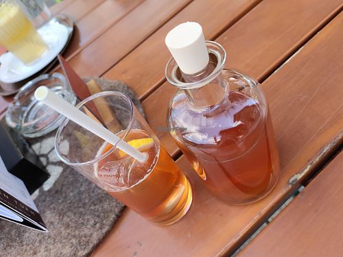 Homemade ice tea (blend of green and black tea with lemon and mint) at Gasthaus Siriuskogl in Bad Ischl