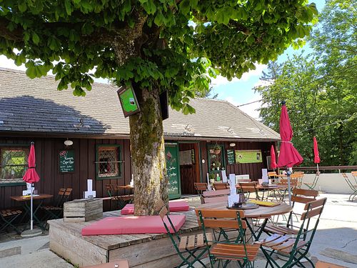 Part of the really nice outside seating area. at Gasthaus Siriuskogl in Bad Ischl