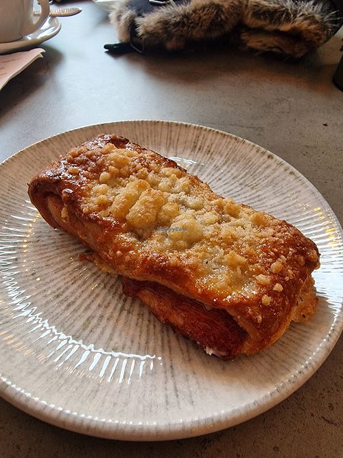 Jam pastry with crumble on top at Kozy Eats  in Riga