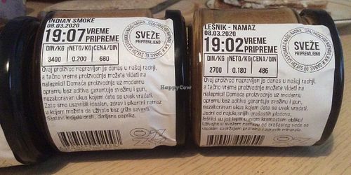 Ingredient labels at Ozzy Nuts in Belgrade