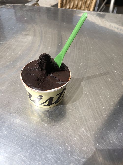 Dark chocolate sorbet  at Mistura - Toledo in Madrid