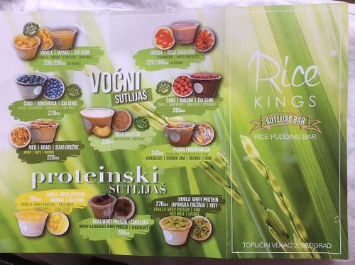 Vegan Options marked at Rice Kings Sutlijaš Bar in Belgrade