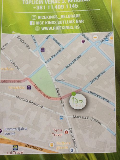 Map at Rice Kings Sutlijaš Bar in Belgrade