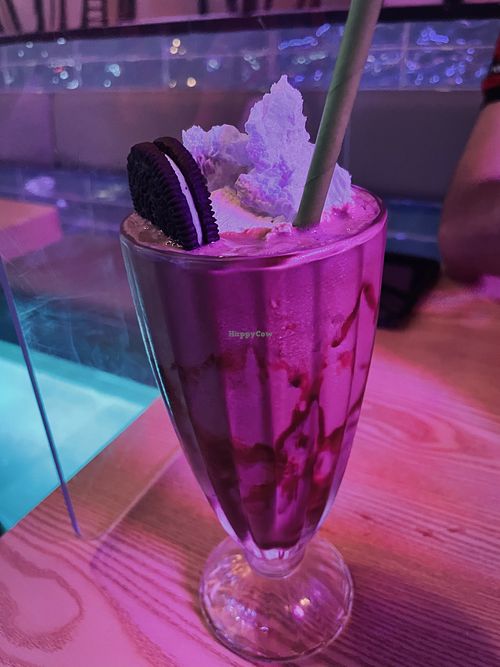 Thiccshake (chocolate peanut butter topped with whipped cream) all vegan at Big Dill in Hong Kong Island