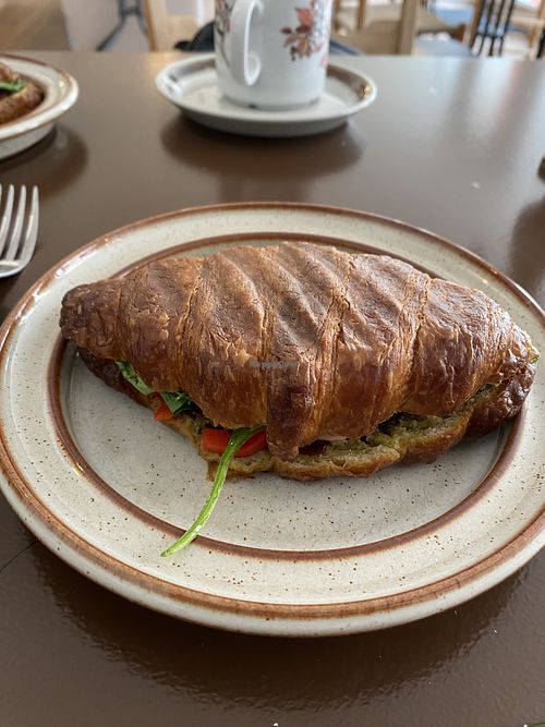Warm savory croissant   at Cafe Harepus in Aarhus