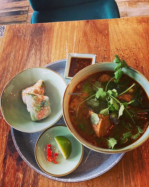 Spicy royal noodles and fresh roll - sauce was delicious   at The Kind Bowl - Somerset in Central Singapore