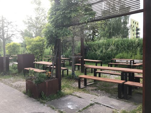 The outdoor eating area - plenty of space. at Mama Earth in Salzburg