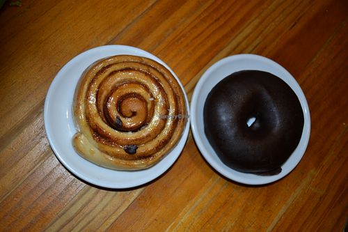 The donut was incredible, I ate 3 of them. The cinnamon roll wasn't great, dry, probably wound't get it again. at Gopal - Vegan Deli in Barcelona