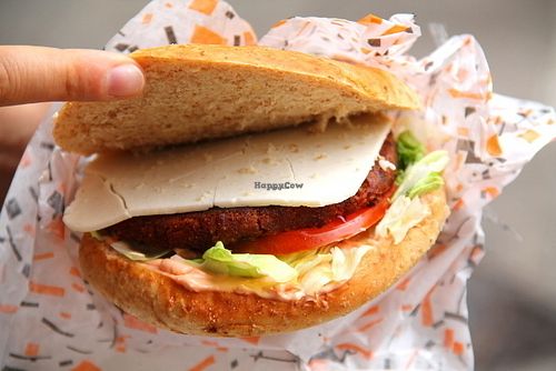 One of Gopal´s burgers.  at Gopal - Vegan Deli in Barcelona