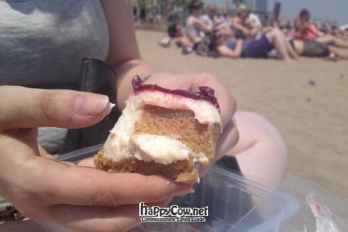 Take away Cheesecake on the beach, thanks Gopal. at Gopal - Vegan Deli in Barcelona