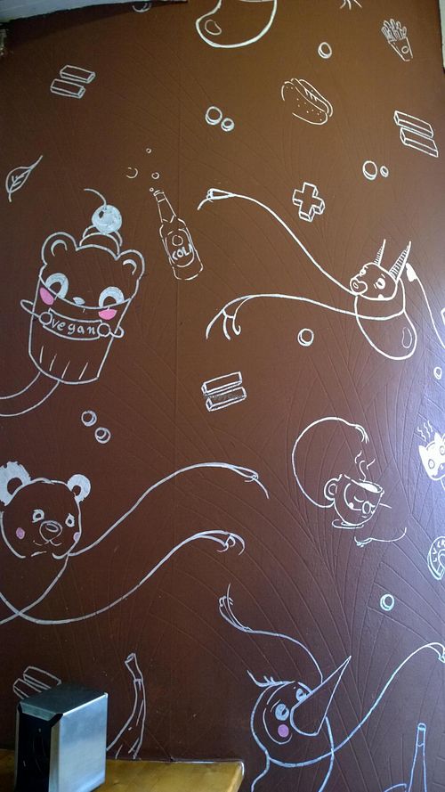 Interior wall of gopal at Gopal - Vegan Deli in Barcelona