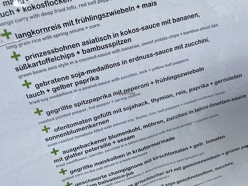 menu at Sattgrün - Neumarkt in Cologne