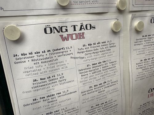 menu  at Ong Tao Vegan in Frankfurt