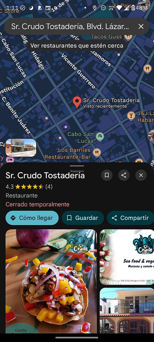 Cerrado temporalmente at Sr Crudo Tostaderia in Cabo San Lucas