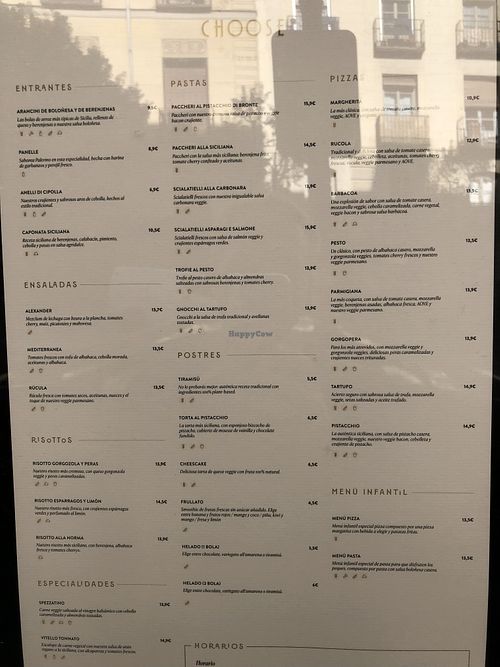 Menu  at Choose in Madrid