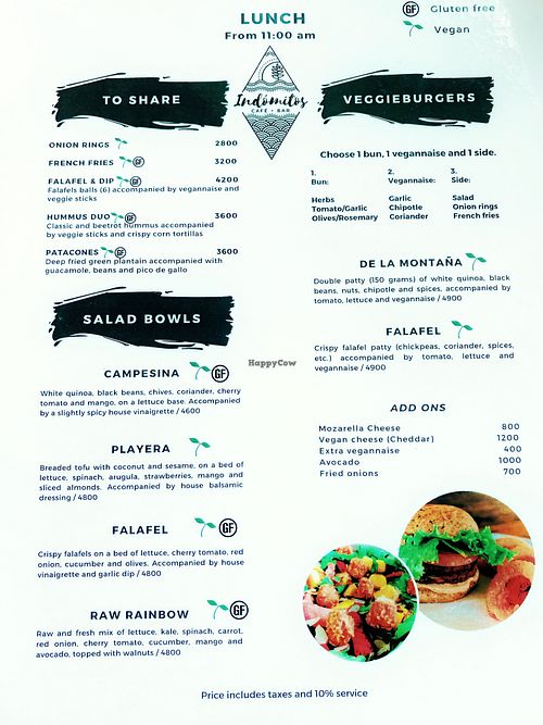 Lunch/Brunch menu   at Indómitos Café & Bar in Uvita