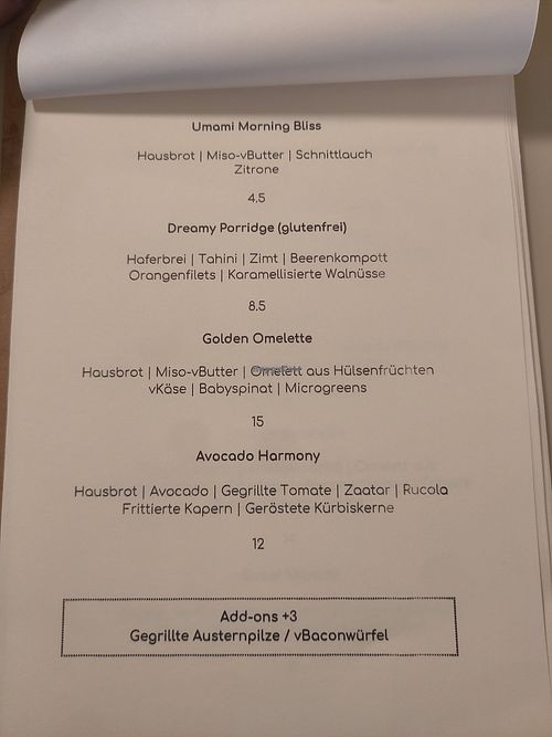 Menu page 1 #Veganuary at OM NOM NOM CAFÉ in Munich