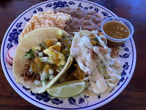 El Pastor and fish tacos   at Vegan by El Zamorano in Costa Mesa