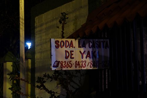 Restaurant sign at Soda La Casita de Yaki in San Jose