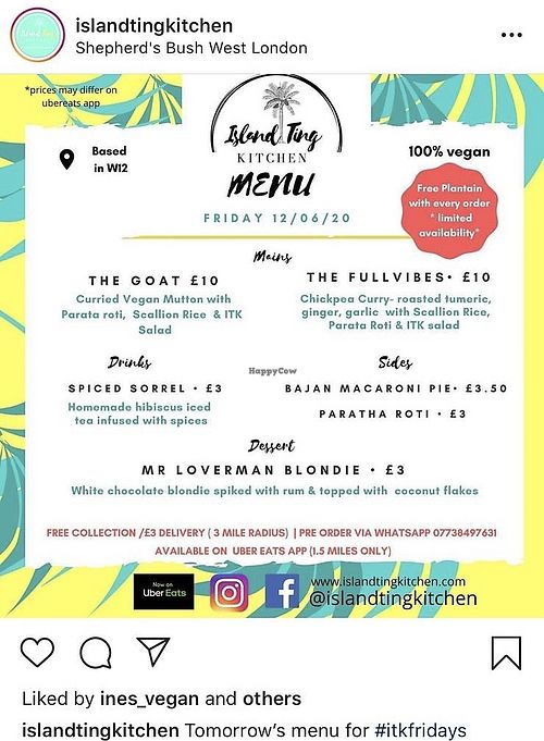 🤤 menu at Island Ting Kitchen in London