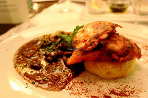zucchini piccata with seitan stew at Hotel Swiss Die Krone in Kreuzlingen