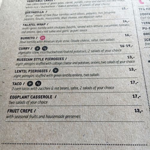 vegan options main meals  at Glonojad in Krakow