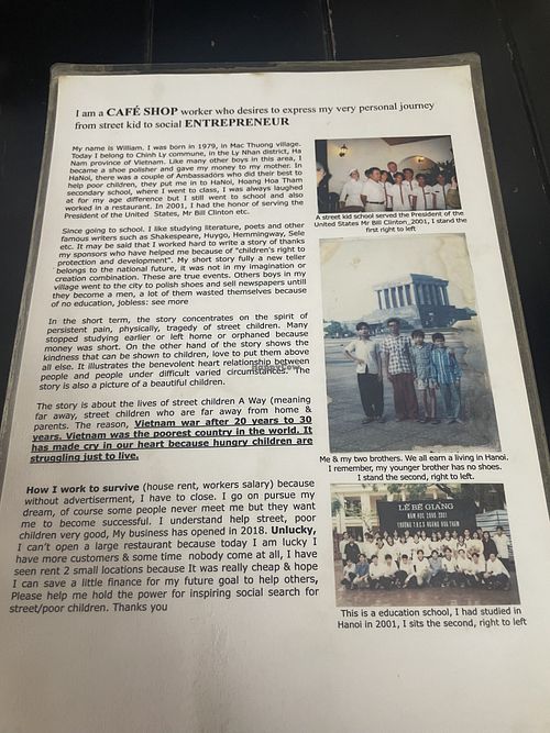 William is the owner and here is his story. Sweet man!  at Katze Vegan & Vegetarian  in Hanoi