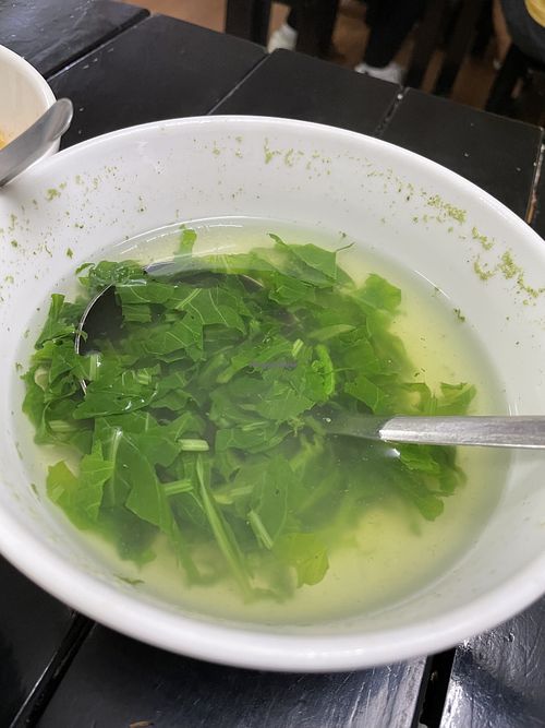 Free green veggie soup (so flavourful!)  at Katze Vegan & Vegetarian  in Hanoi