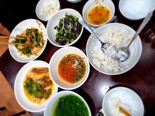 We worded two main meals 1. Vegan sweet and sour pork. 2. Fried chicken with vegetables. A large bowl of rice was provided along with the following side dishes. A tofu dish (which  at Katze Vegan & Vegetarian  in Hanoi