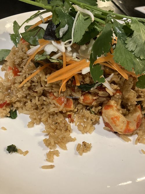 Vegan chili prawn with fried rice  at Boss Noodles in Katoomba