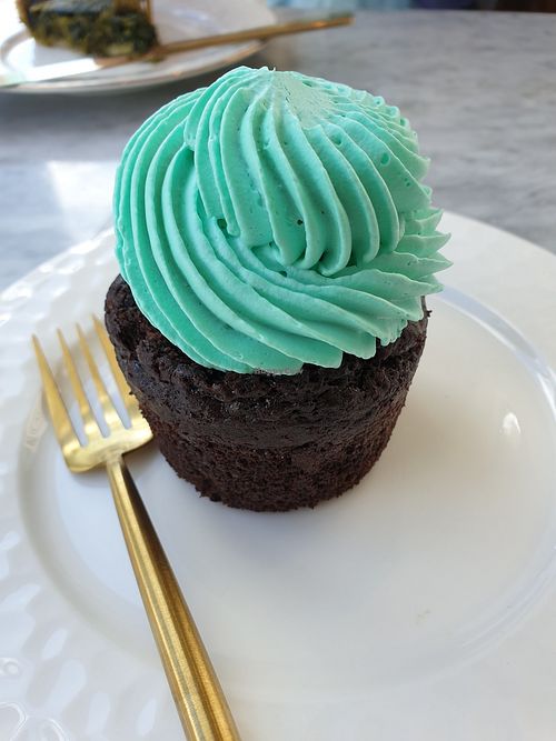 Mint choco cup cake at Vegan & Beyond in Seoul