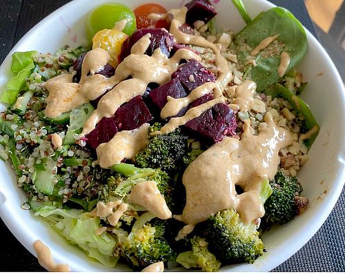 Cleopatra bowl with added roasted beets at Plant Nation in Oakland