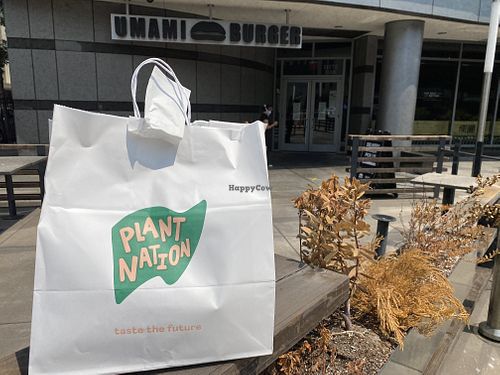 It’s all take out and delivery; they use Umami Burger’s space but have their own work space in the kitchen with no sharing at Plant Nation in Oakland