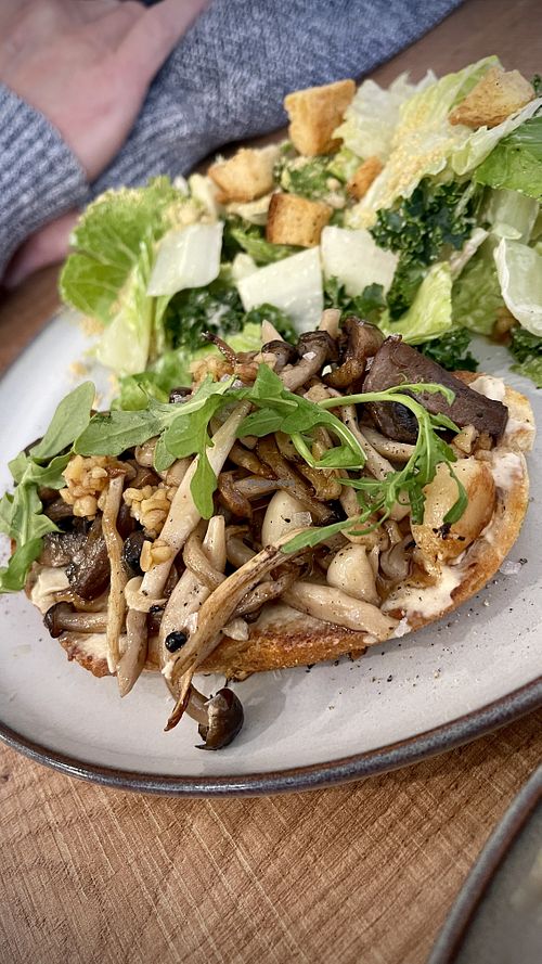 Mushroom toastt  at Grounds & Greens Cafe in White Rock