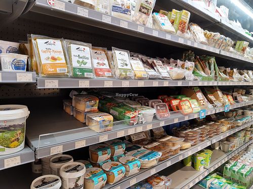 Refrigerated vegan section at Viva Natura in Schaffhausen