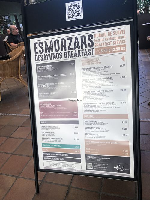 Breakfast menu  at Montroig Cafe in Sitges