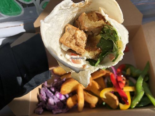 Tasty tofu wrap + salad GFO at Plant & Planet in Castleton