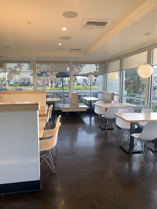 inside seating  at Plant Power Fast Food - Brookhurst in Fountain Valley